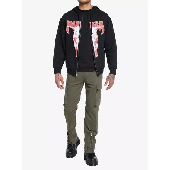Pantera Hard Rock Heavy Metal Band Men's Skull Logo Full Zip Hoodie Sweatshirt - Picture 3 of 3